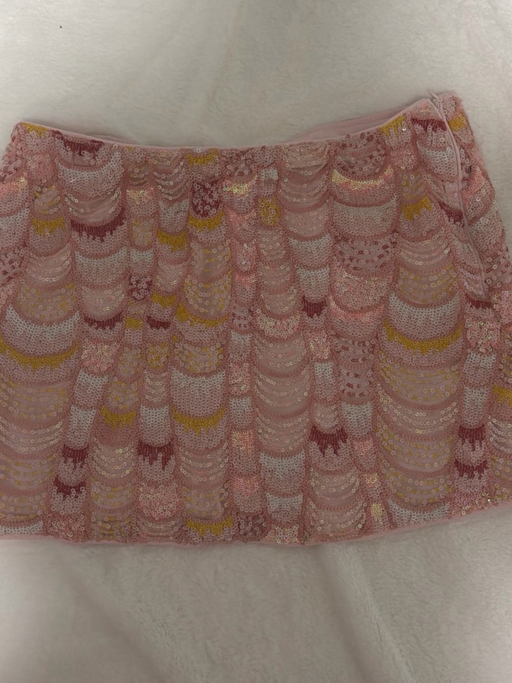 Pink Sequin Patterned Mini Skirt